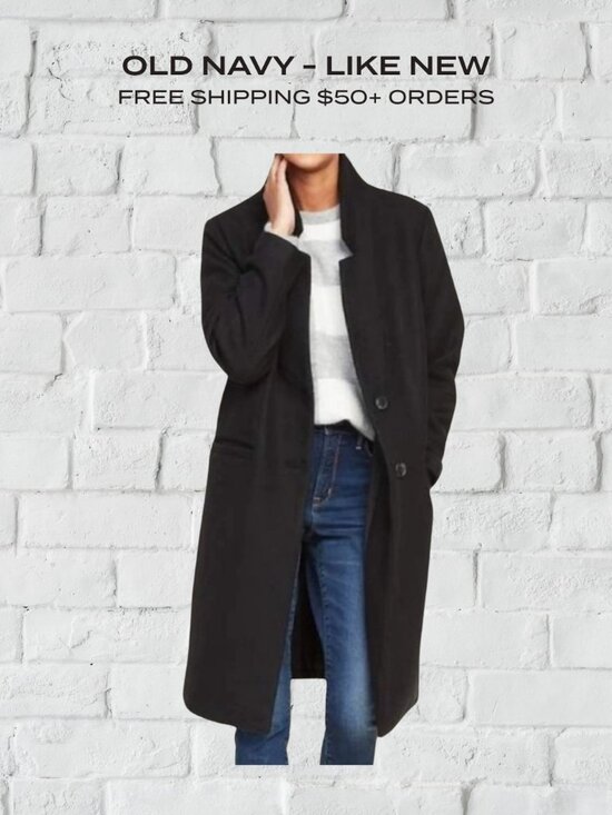 Old Navy Jackets & Blazers - Old Navy Black Wool-Blend Oversized Overcoat | Women's Size M